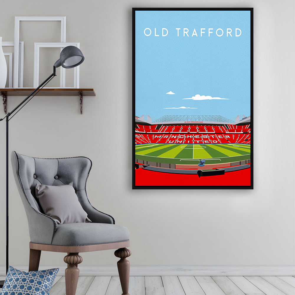 Old Trafford Stadium Print, Football Wall Art, Fan Gifts, Sport Art Print, Framed Canvas Prints Wall Art