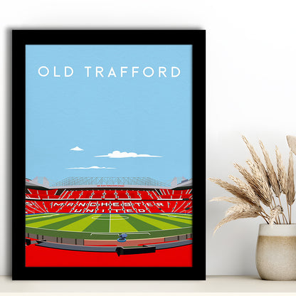 Old Trafford Stadium Print, Football Wall Art, Fan Gifts, Sport Art Print, Framed Art Prints Wall Decor