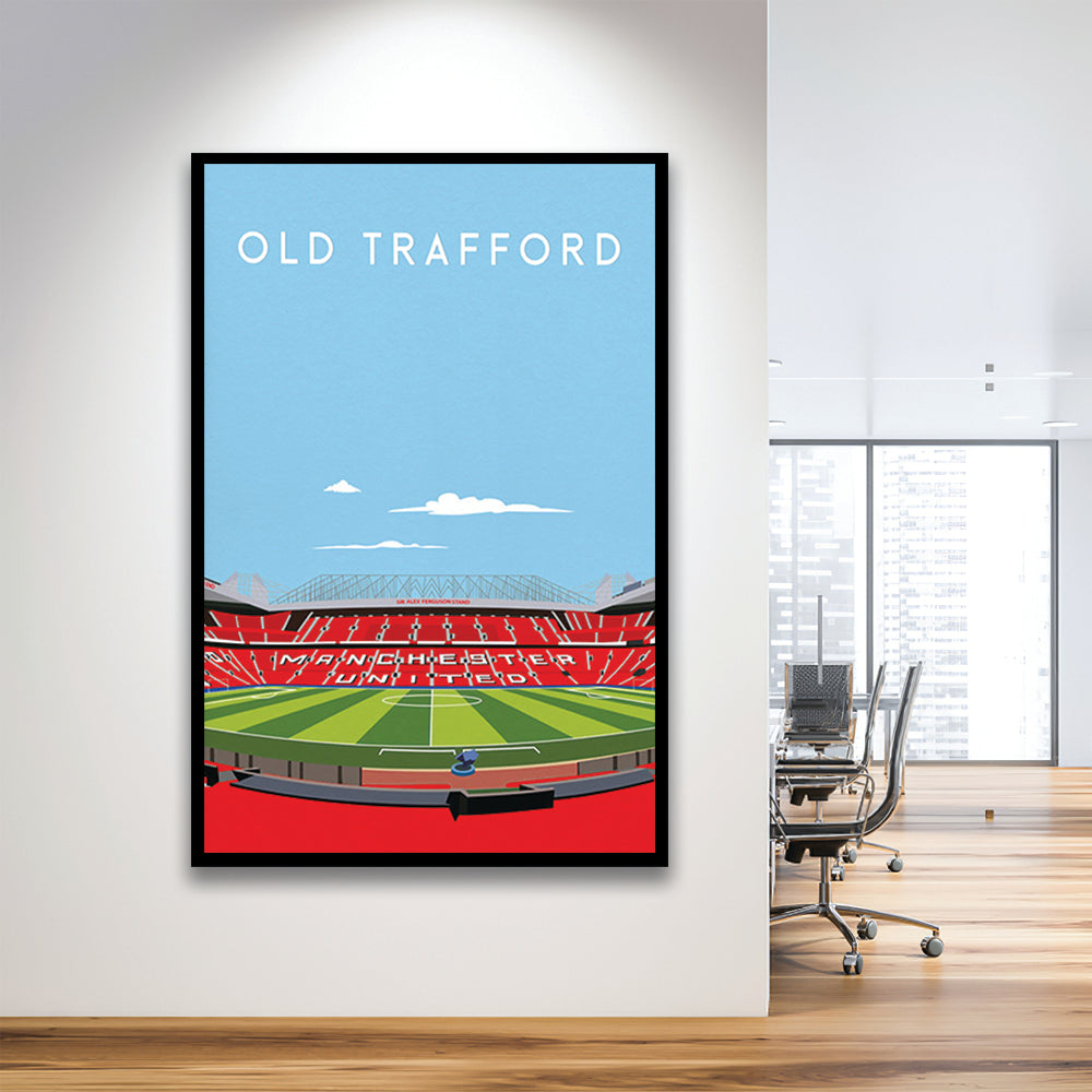 Old Trafford Stadium Print, Football Wall Art, Fan Gifts, Sport Art Print, Framed Art Prints Wall Decor