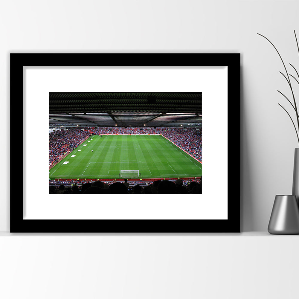 Old Trafford Soccer Field, Stadium Canvas, Sport Art, Gift for him, White Border Framed Art Print Wall Decor