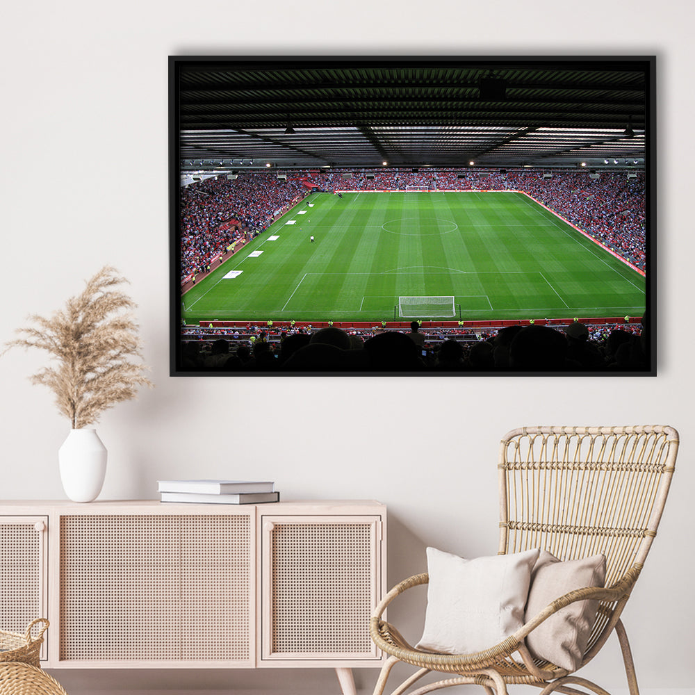 Old Trafford Soccer Field, Stadium Canvas, Sport Art, Framed Canvas Print Wall Art, Floating Frame