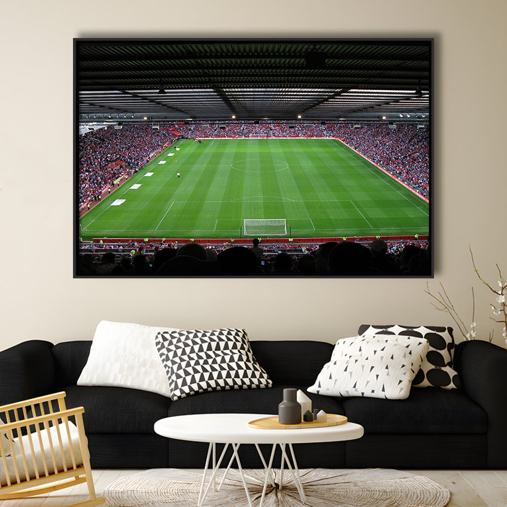 Old Trafford Soccer Field, Stadium Canvas, Sport Art, Framed Canvas Print Wall Art, Floating Frame