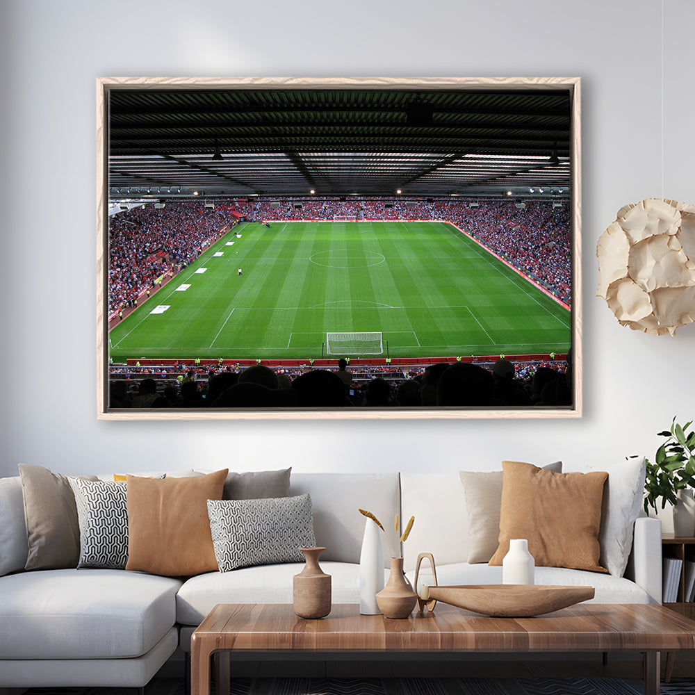 Old Trafford Soccer Field, Stadium Canvas, Sport Art, Framed Canvas Print Wall Art, Floating Frame