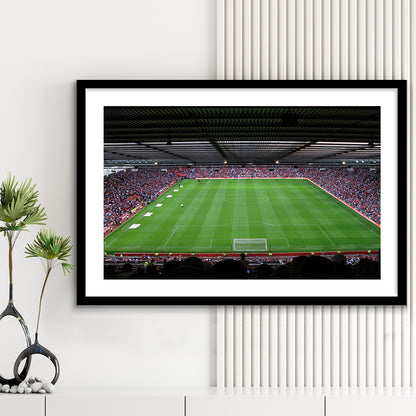 Old Trafford Soccer Field, Stadium Canvas, Sport Art, Gift for him, White Border Framed Art Print Wall Decor