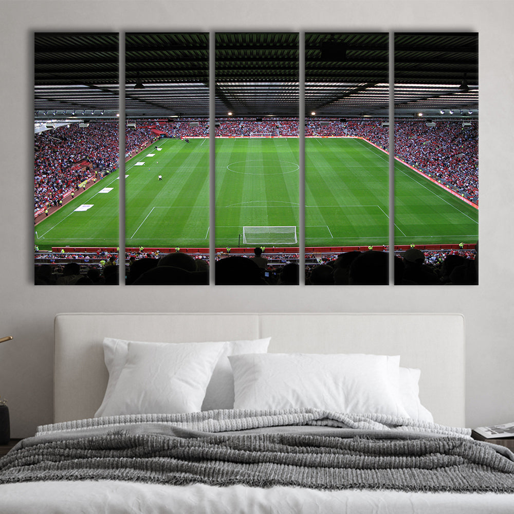 Old Trafford Soccer Field, Stadium Canvas, Sport Art, 5 Panel B, Extra Large Canvas, Canvas Print Wall Art