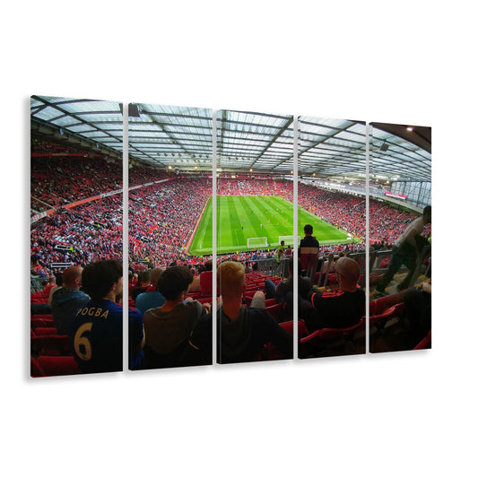 Old Trafford Stadium Angle View, Stadium Canvas, Sport Art, 5 Panel B, Extra Large Canvas, Canvas Print Wall Art