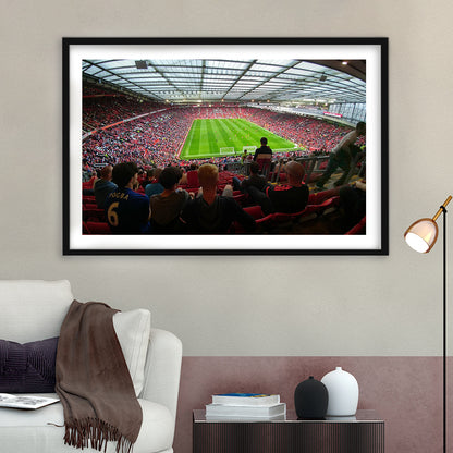 Old Trafford Stadium Angle View, Stadium Canvas, Sport Art, Gift for him, White Border Framed Art Print Wall Decor