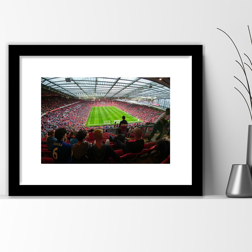 Old Trafford Stadium Angle View, Stadium Canvas, Sport Art, Gift for him, White Border Framed Art Print Wall Decor