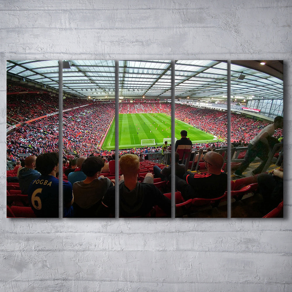Old Trafford Stadium Angle View, Stadium Canvas, Sport Art, 5 Panel B, Extra Large Canvas, Canvas Print Wall Art