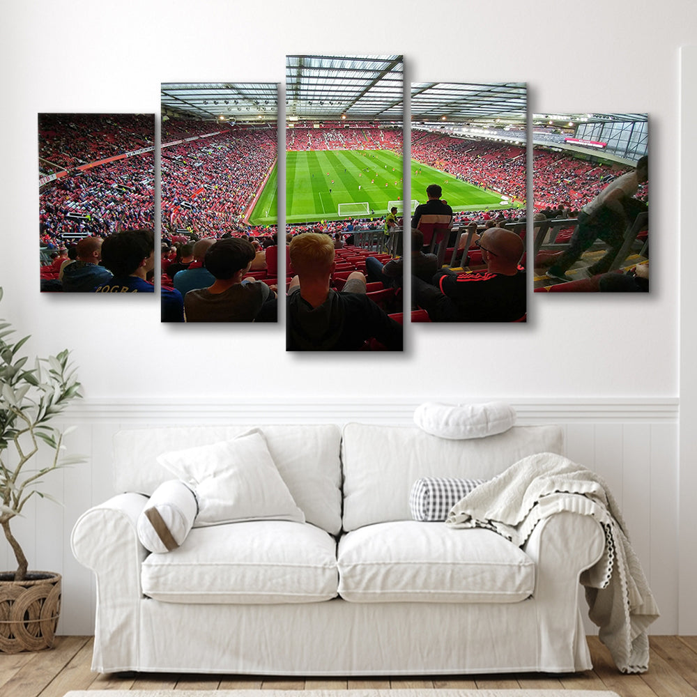 Old Trafford Stadium Angle View, Stadium Canvas, Sport Art, Gift for him, 5 Panel, Large Canvas, Canvas Print Wall Art