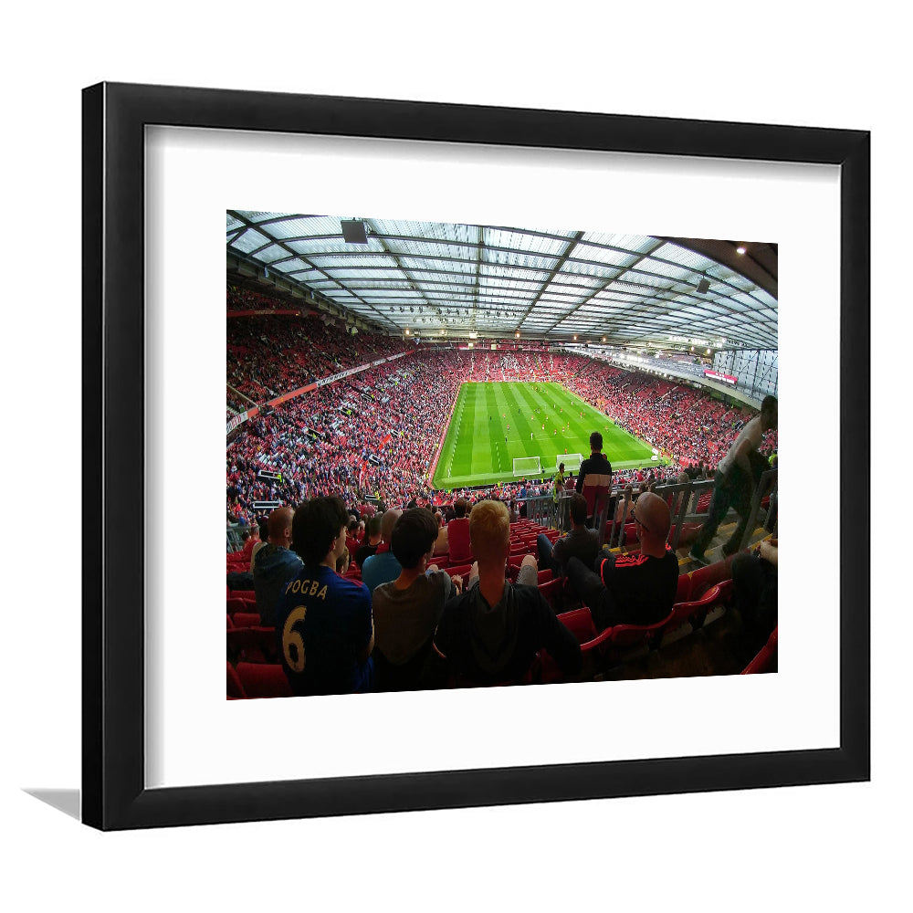 Old Trafford Stadium Angle View, Stadium Canvas, Sport Art, Gift for him, White Border Framed Art Print Wall Decor