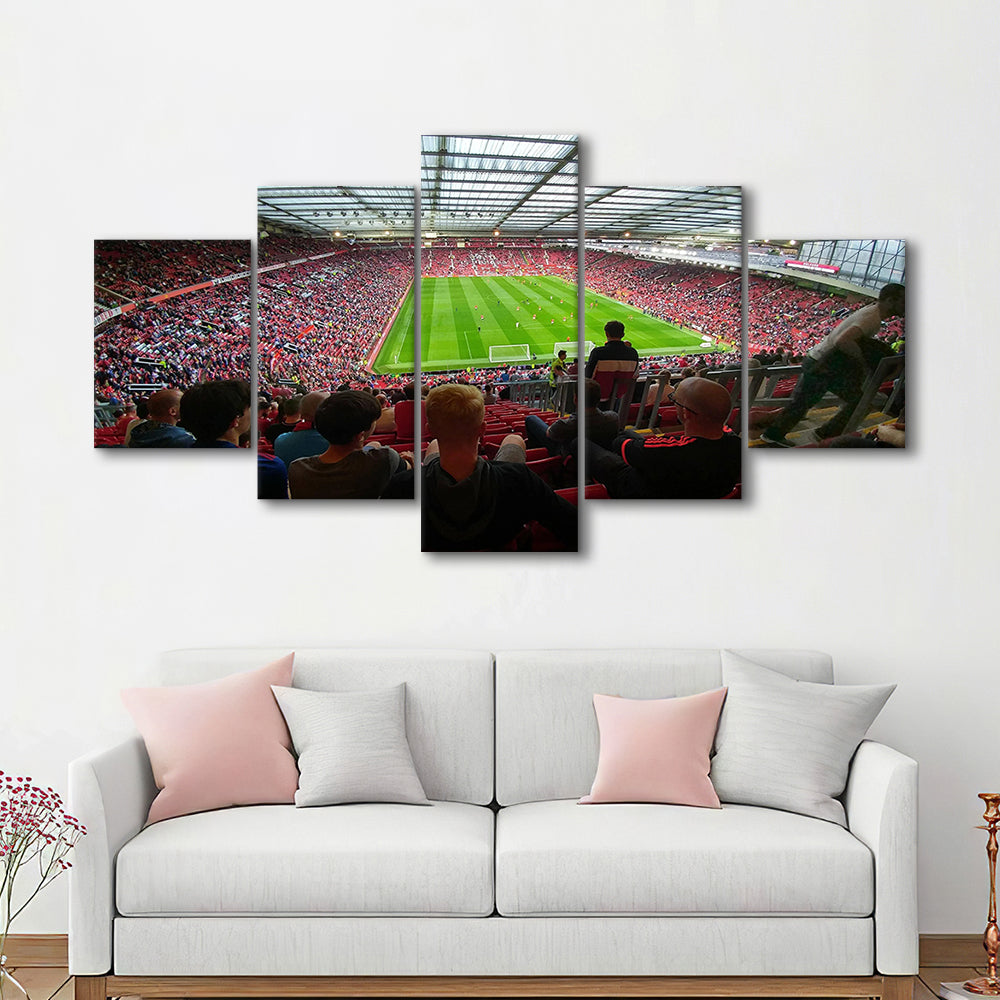 Old Trafford Stadium Angle View, Stadium Canvas, Sport Art, Gift for him, 5 Panel, Large Canvas, Canvas Print Wall Art