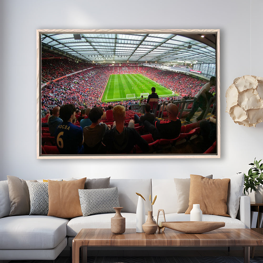 Old Trafford Stadium Angle View, Stadium Canvas, Sport Art, Framed Canvas Print Wall Art, Floating Frame