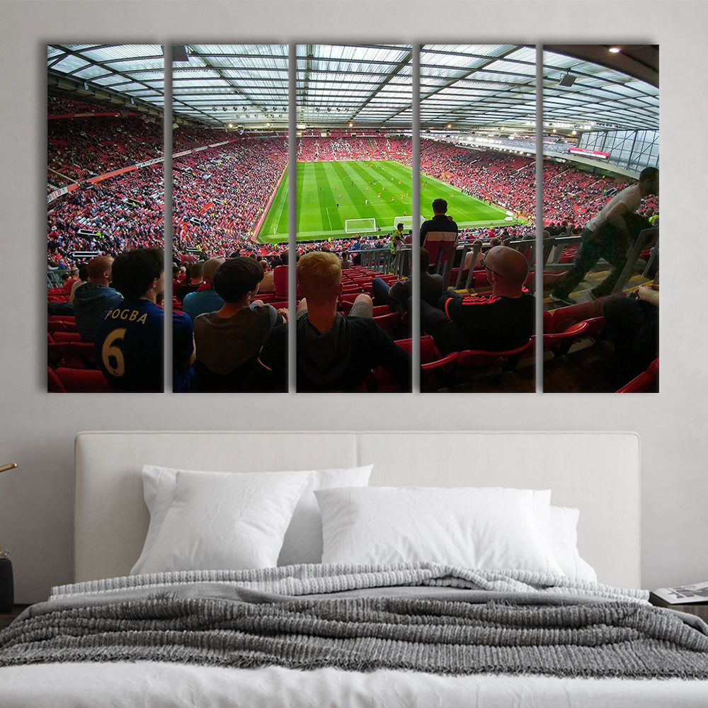 Old Trafford Stadium Angle View, Stadium Canvas, Sport Art, 5 Panel B, Extra Large Canvas, Canvas Print Wall Art