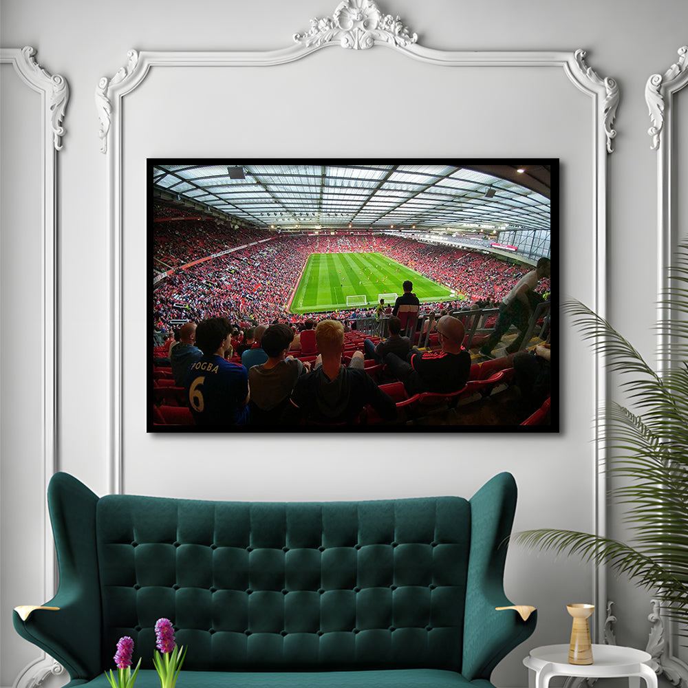 Old Trafford Stadium Angle View, Stadium Canvas, Sport Art, Gift for him, Framed Art Print Wall Decor, Picture Framed