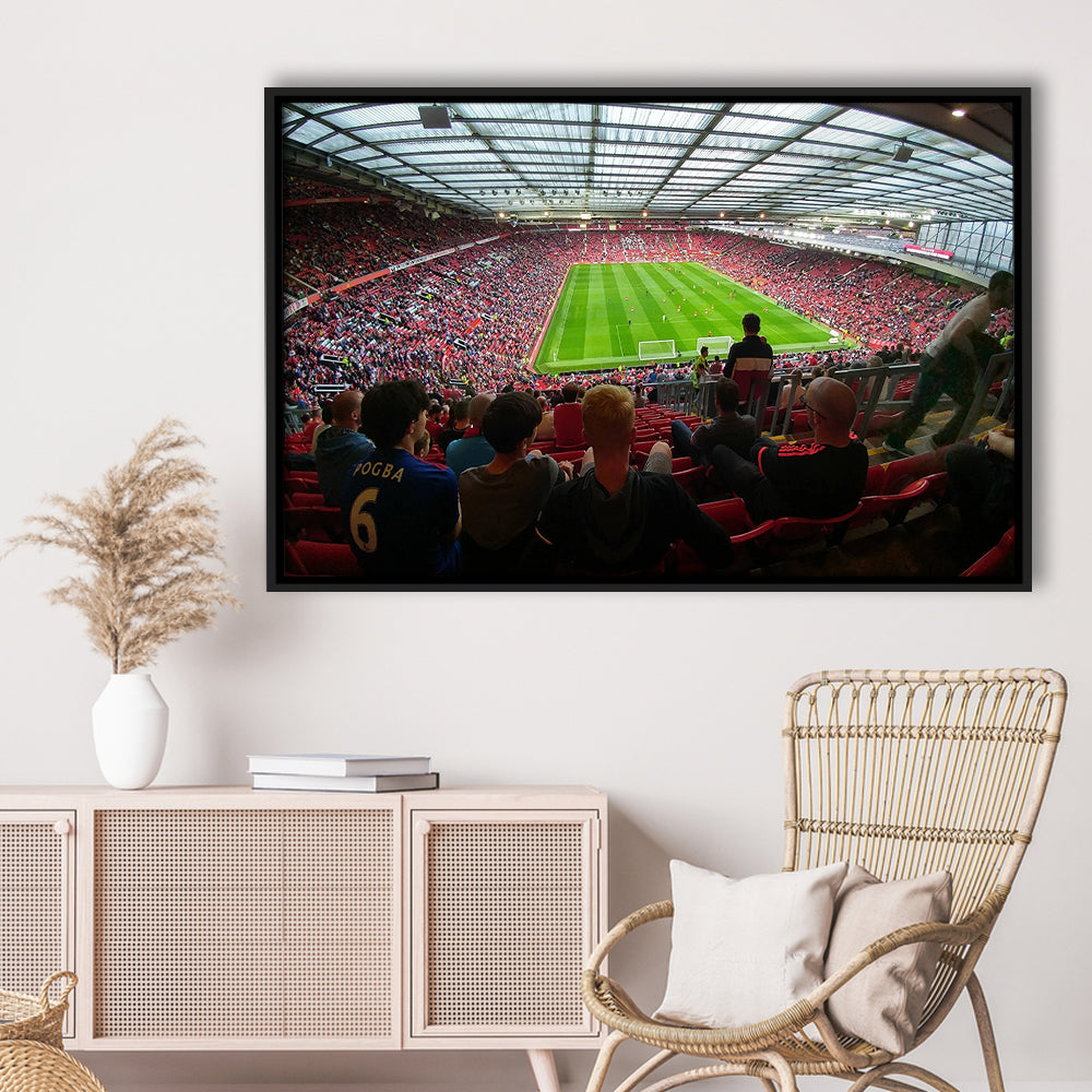 Old Trafford Stadium Angle View, Stadium Canvas, Sport Art, Framed Canvas Print Wall Art, Floating Frame