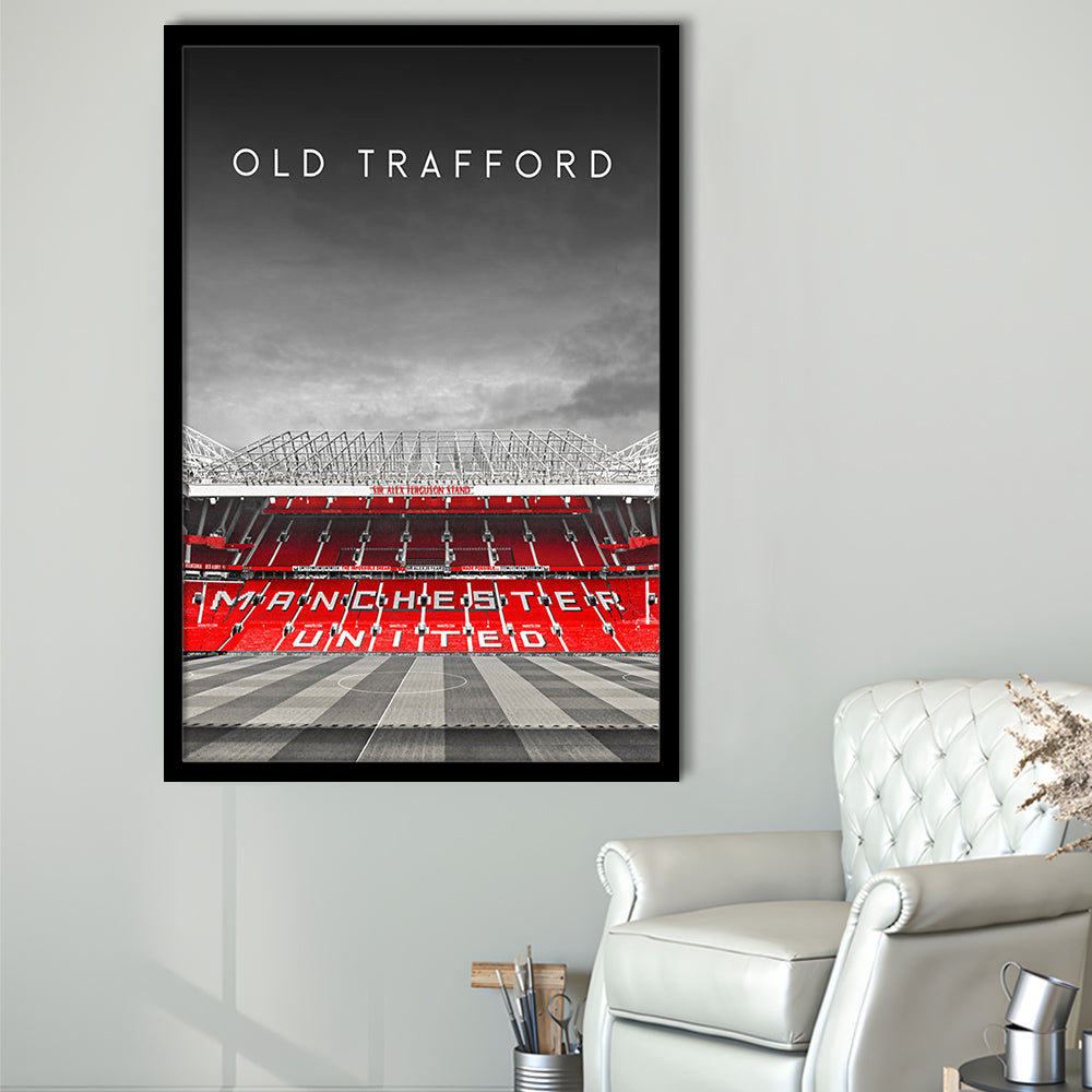 Old Trafford Football Stadium Wall Art Print, Man Utd Stadium, Soccer Fans, Framed Art Prints Wall Decor