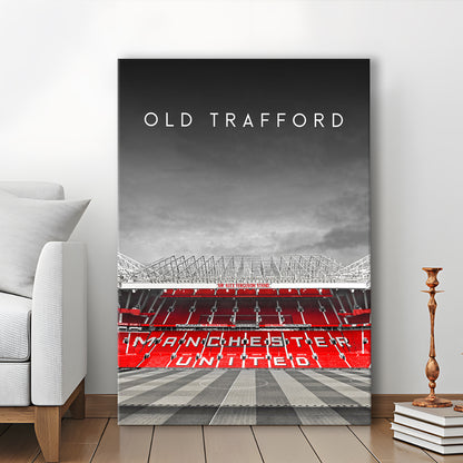 Old Trafford Football Stadium Wall Art Print, Man Utd Stadium, Soccer Fans, Canvas Prints Wall Art, Man Cave Decor
