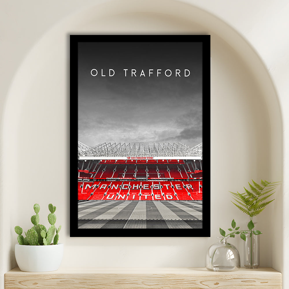 Old Trafford Football Stadium Wall Art Print, Man Utd Stadium, Soccer Fans, Framed Art Prints Wall Decor