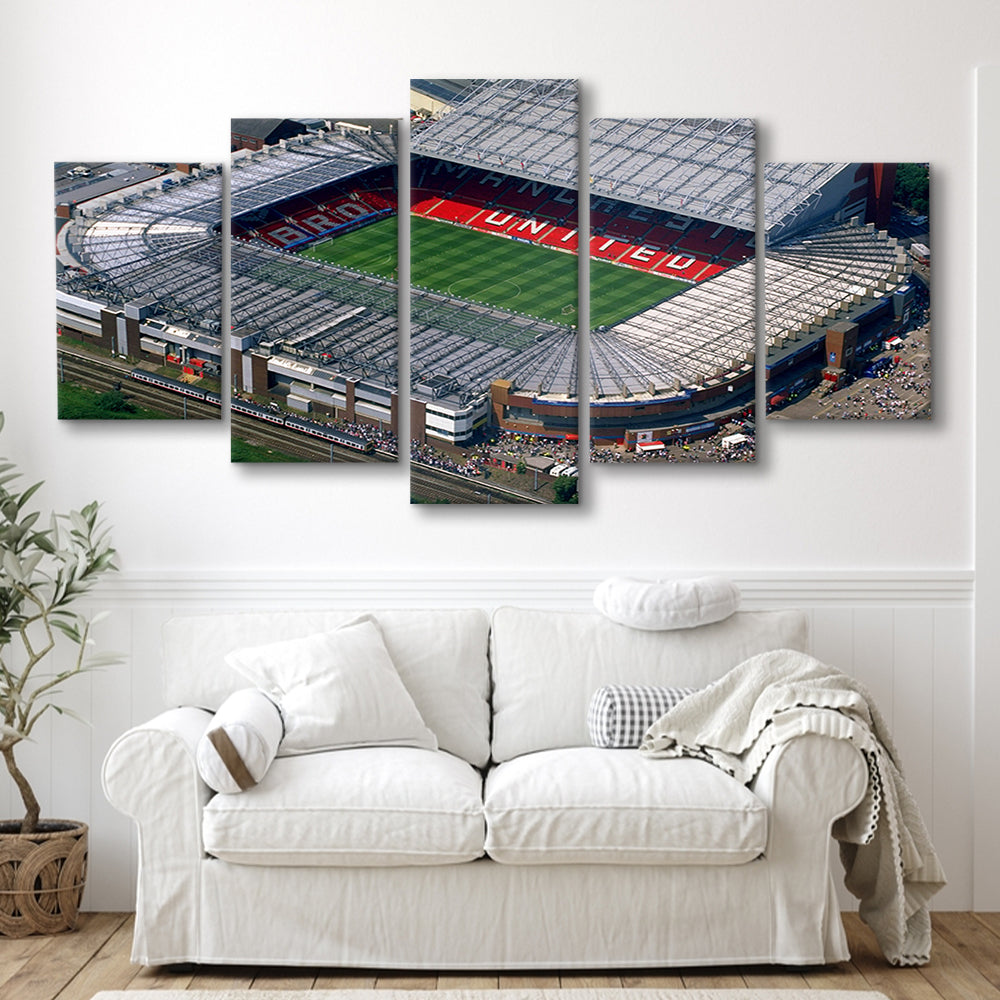 Old Trafford in Stretford, Stadium Canvas, Sport Art, Gift for him, 5 Panel, Large Canvas, Canvas Print Wall Art