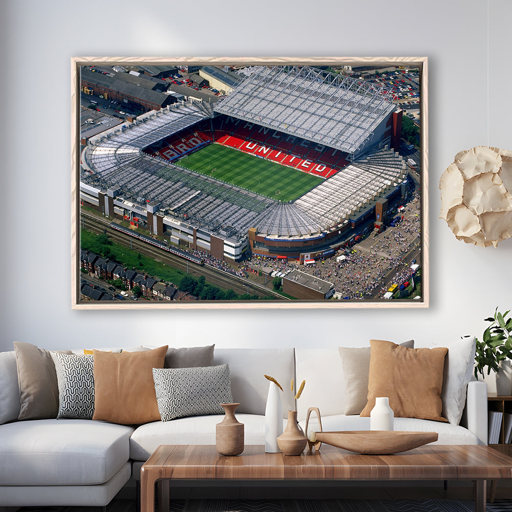 Old Trafford in Stretford, Stadium Canvas, Sport Art, Framed Canvas Print Wall Art, Floating Frame