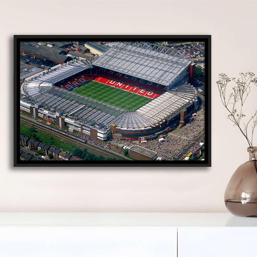 Old Trafford in Stretford, Stadium Canvas, Sport Art, Framed Canvas Print Wall Art, Floating Frame