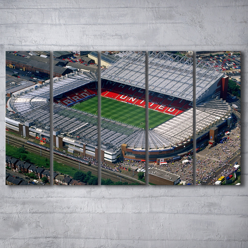 Old Trafford in Stretford, Stadium Canvas, Sport Art, 5 Panel B, Extra Large Canvas, Canvas Print Wall Art