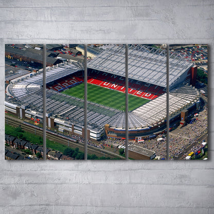 Old Trafford in Stretford, Stadium Canvas, Sport Art, 5 Panel B, Extra Large Canvas, Canvas Print Wall Art