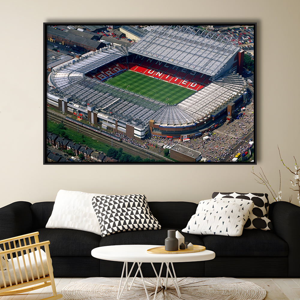 Old Trafford in Stretford, Stadium Canvas, Sport Art, Framed Canvas Print Wall Art, Floating Frame