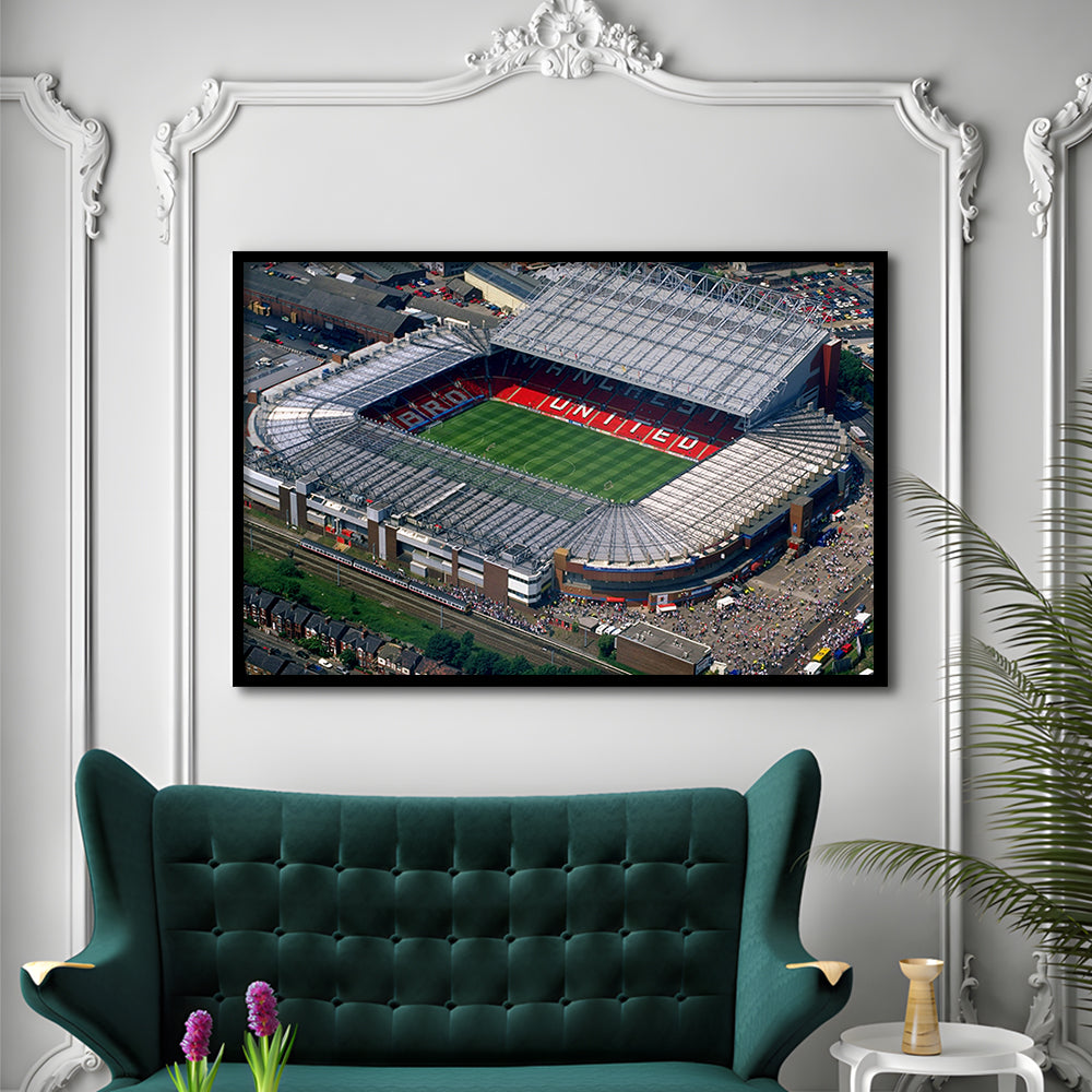 Old Trafford in Stretford, Stadium Canvas, Sport Art, Gift for him, Framed Art Print Wall Decor, Picture Framed
