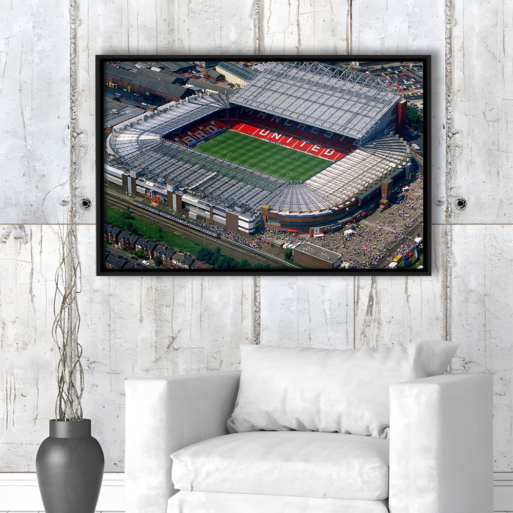 Old Trafford in Stretford, Stadium Canvas, Sport Art, Framed Canvas Print Wall Art, Floating Frame
