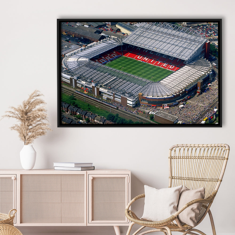 Old Trafford in Stretford, Stadium Canvas, Sport Art, Framed Canvas Print Wall Art, Floating Frame