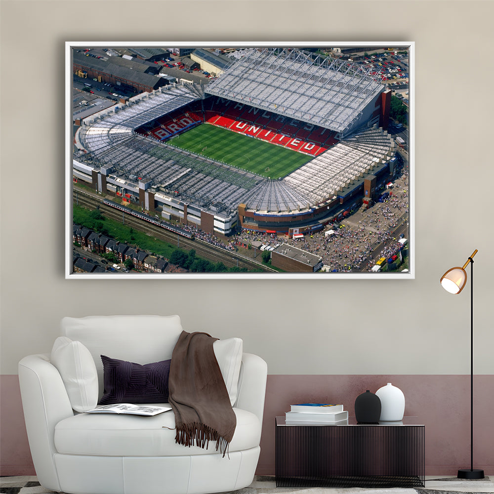 Old Trafford in Stretford, Stadium Canvas, Sport Art, Framed Canvas Print Wall Art, Floating Frame