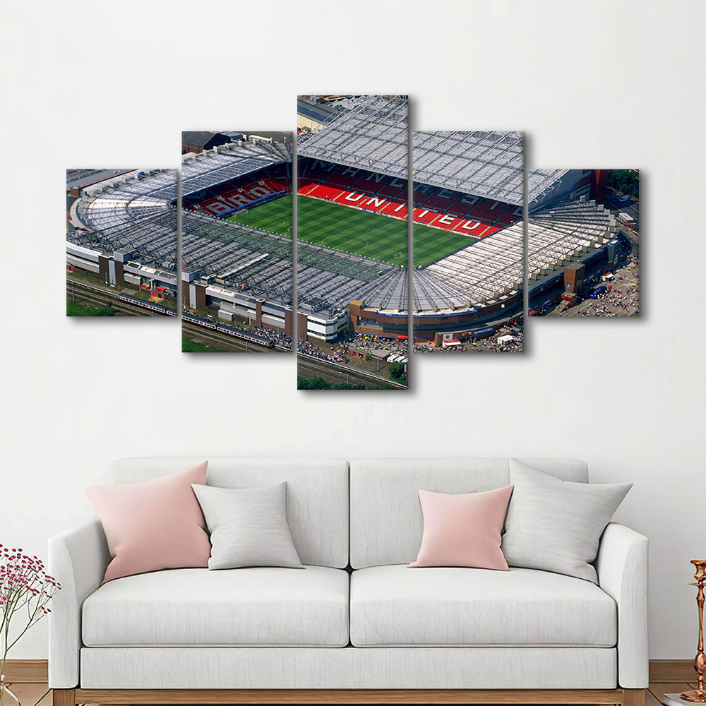 Old Trafford in Stretford, Stadium Canvas, Sport Art, Gift for him, 5 Panel, Large Canvas, Canvas Print Wall Art