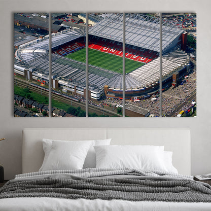 Old Trafford in Stretford, Stadium Canvas, Sport Art, 5 Panel B, Extra Large Canvas, Canvas Print Wall Art