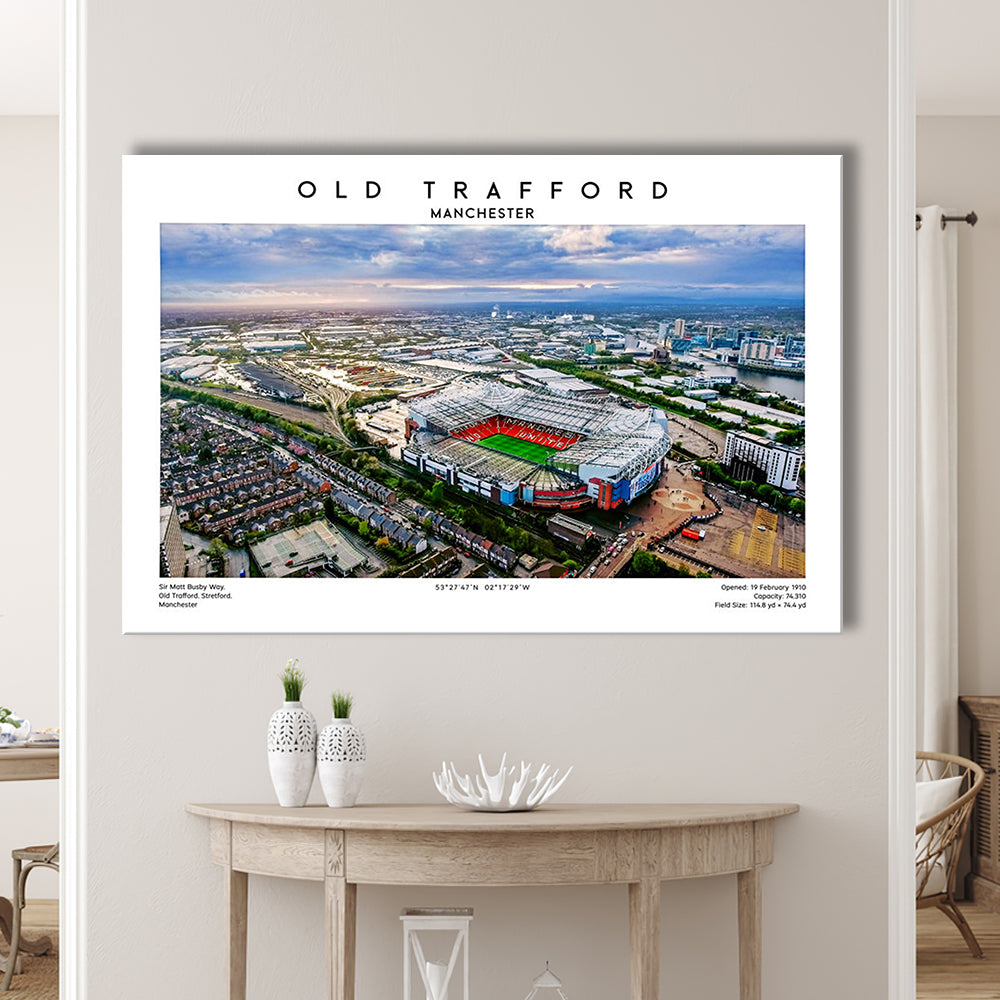 Old Trafford Print, Football Stadium Print, Man Utd Wall Art For Fans, Canvas Print Wall Art, Man Cave Gift