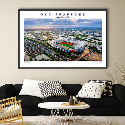 Old Trafford Print, Football Stadium Print, Man Utd Wall Art For Fans, Framed Canvas Print Wall Art