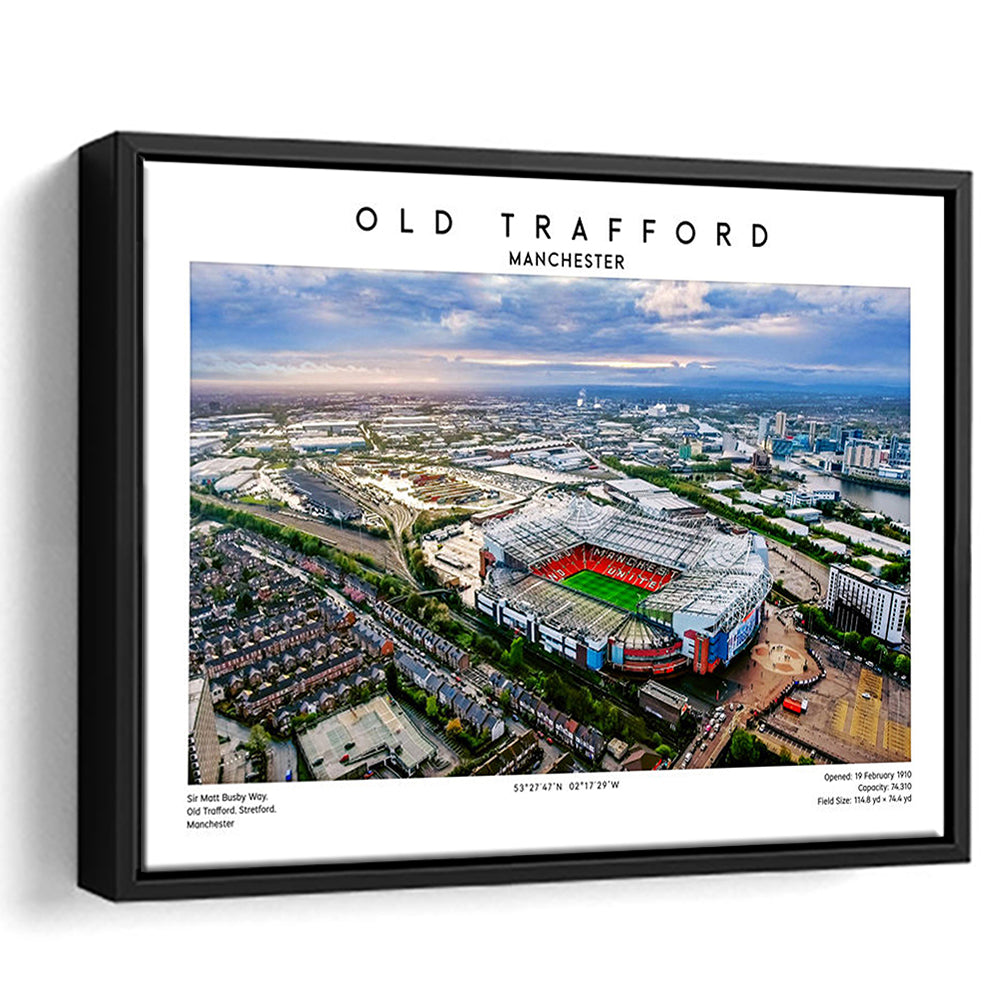 Old Trafford Print, Football Stadium Print, Man Utd Wall Art For Fans, Framed Canvas Print Wall Art