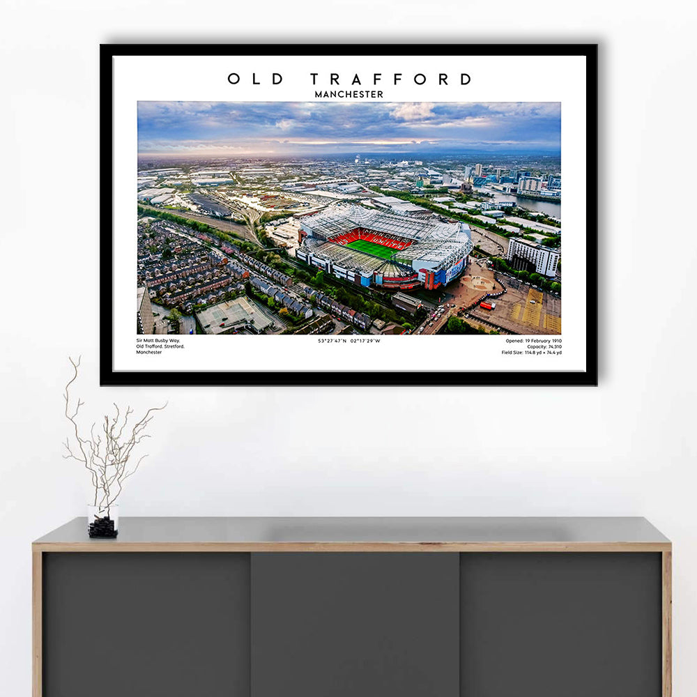 Old Trafford Print, Football Stadium Print, Man Utd Wall Art For Fans, Framed Art Print Wall Decor