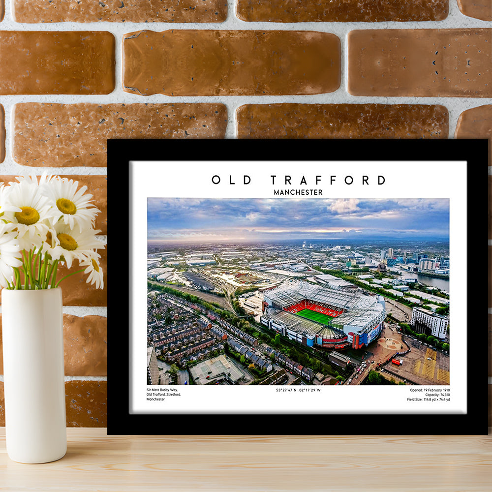 Old Trafford Print, Football Stadium Print, Man Utd Wall Art For Fans, Framed Art Print Wall Decor