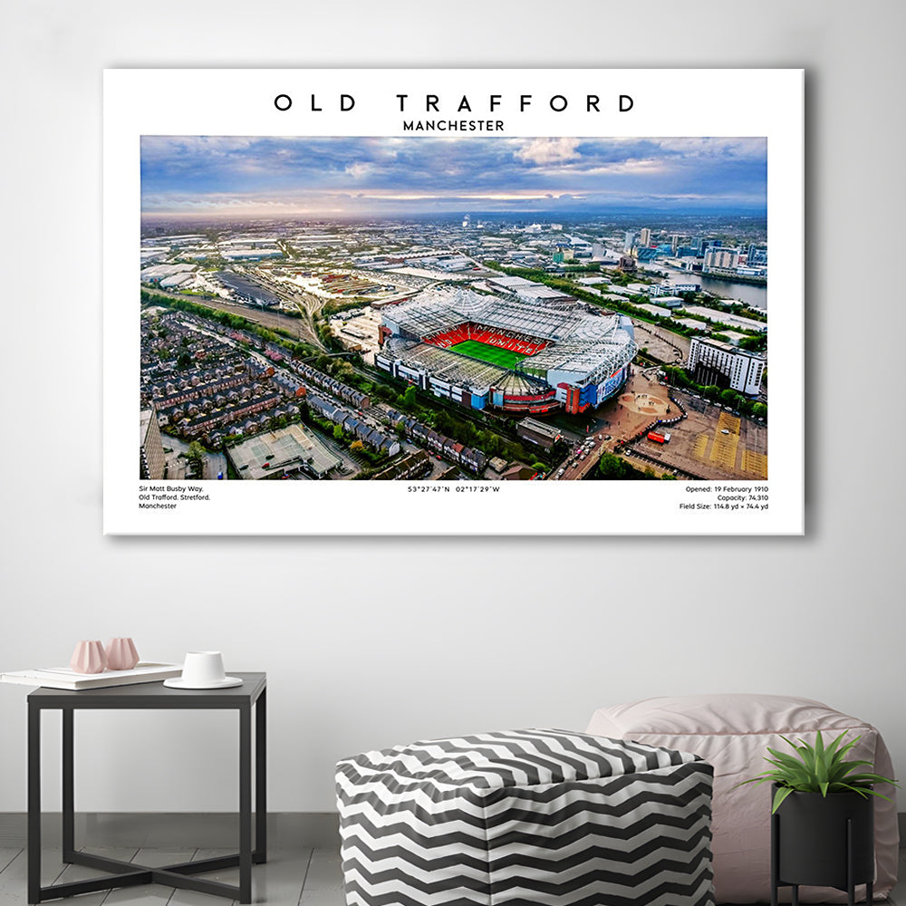Old Trafford Print, Football Stadium Print, Man Utd Wall Art For Fans, Canvas Print Wall Art, Man Cave Gift
