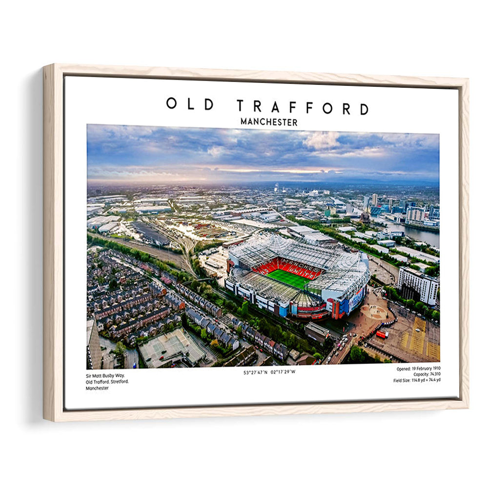 Old Trafford Print, Football Stadium Print, Man Utd Wall Art For Fans, Framed Canvas Print Wall Art