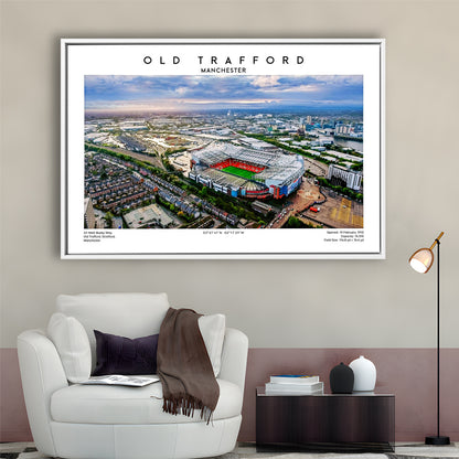 Old Trafford Print, Football Stadium Print, Man Utd Wall Art For Fans, Framed Canvas Print Wall Art