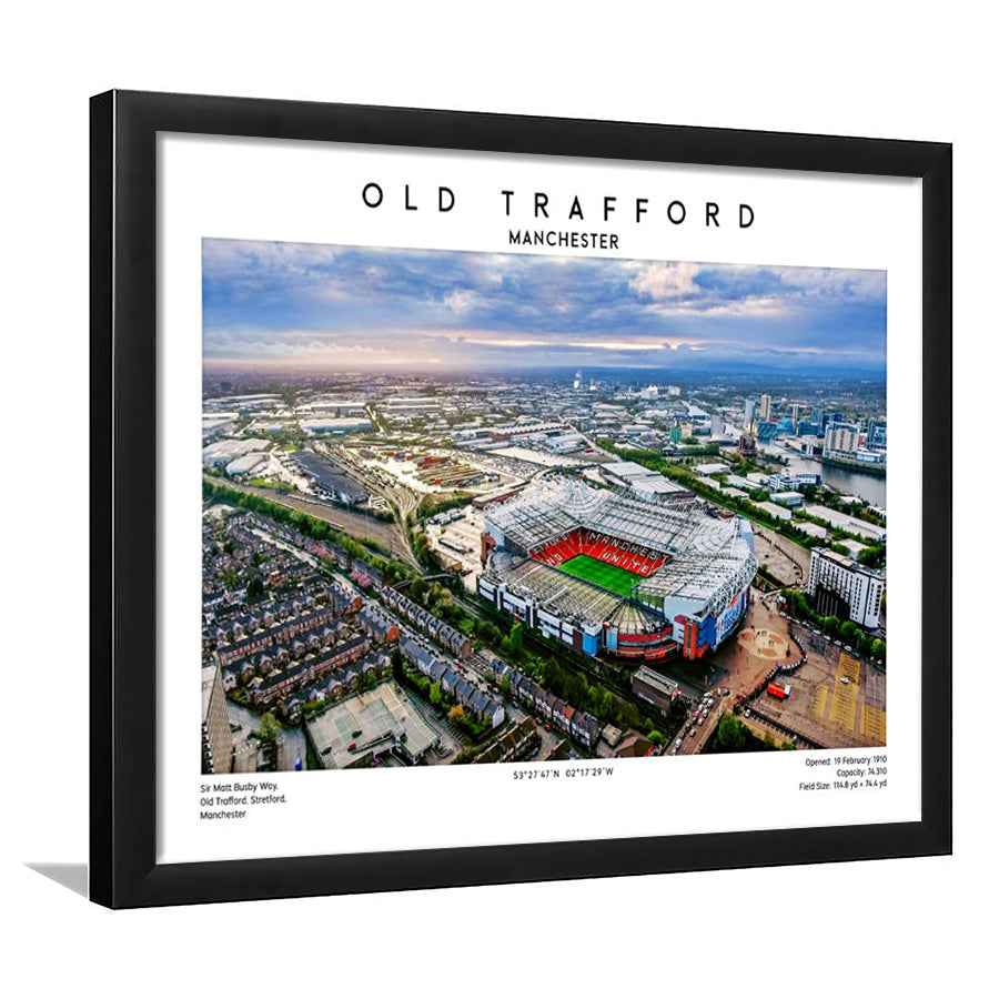 Old Trafford Print, Football Stadium Print, Man Utd Wall Art For Fans, Framed Art Print Wall Decor