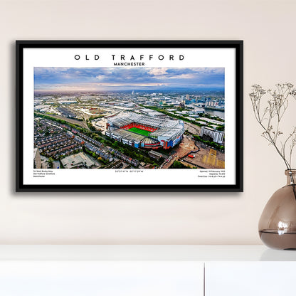 Old Trafford Print, Football Stadium Print, Man Utd Wall Art For Fans, Framed Canvas Print Wall Art
