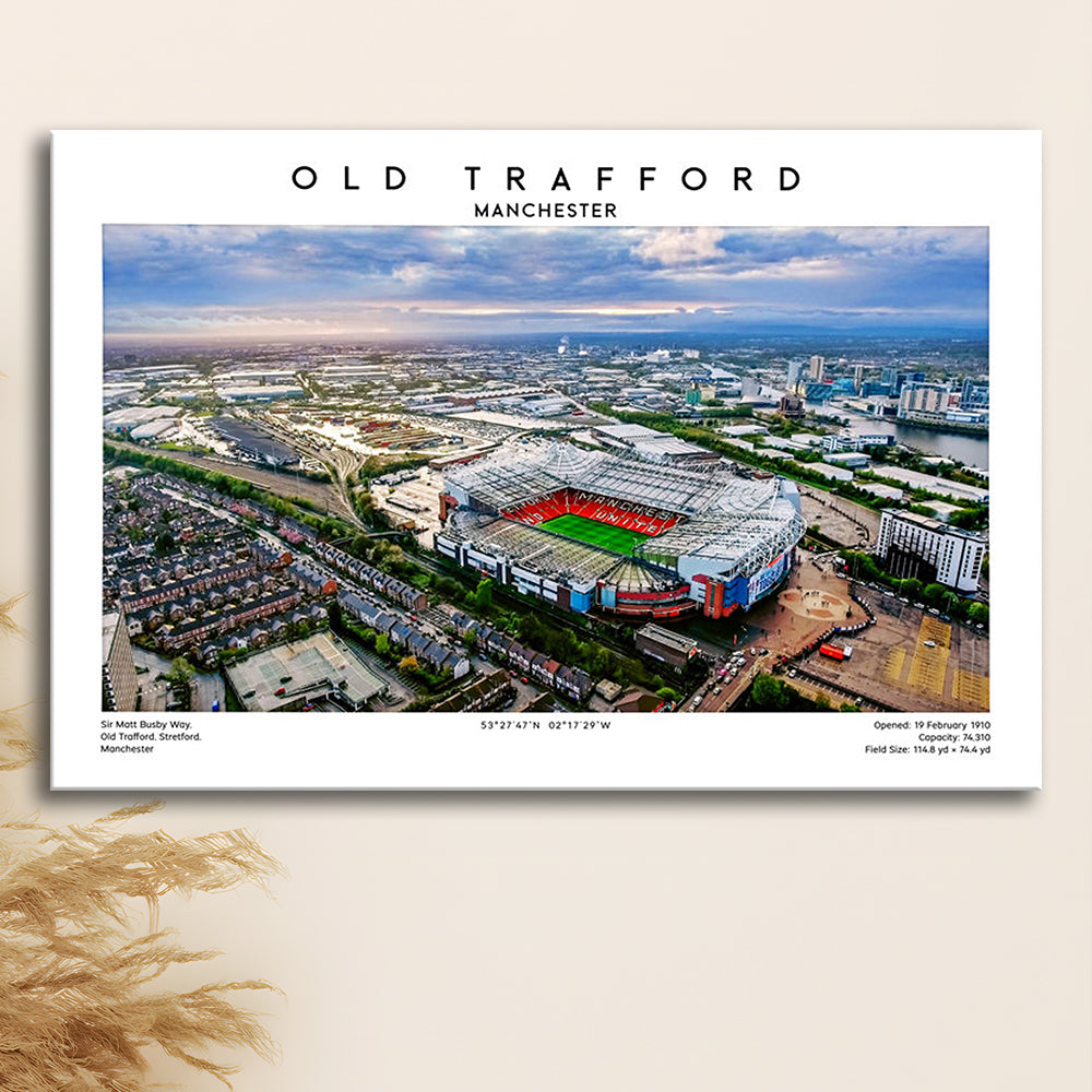 Old Trafford Print, Football Stadium Print, Man Utd Wall Art For Fans, Canvas Print Wall Art, Man Cave Gift