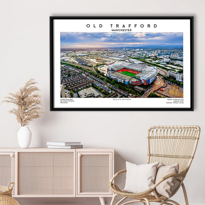 Old Trafford Print, Football Stadium Print, Man Utd Wall Art For Fans, Framed Canvas Print Wall Art