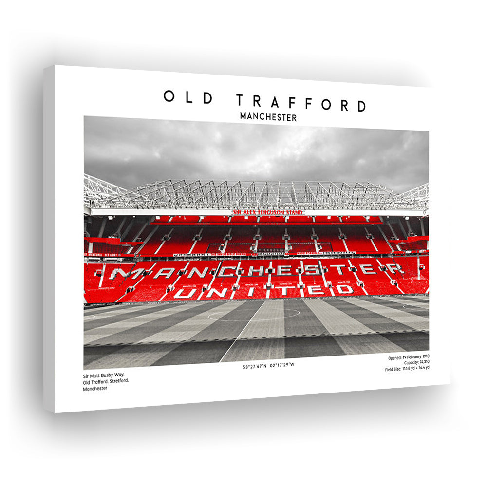 Old Trafford Print, Man Utd Stadium Print, Premier League Football Wall Art For Fans, Canvas Print Wall Art, Man Cave Gift