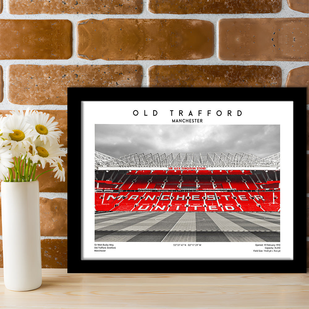Old Trafford Print, Man Utd Stadium Print, Premier League Football Wall Art For Fans, Framed Art Print Wall Decor