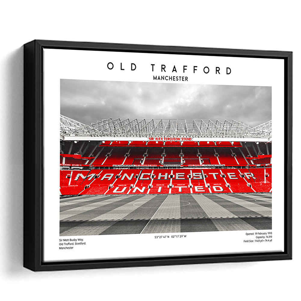 Old Trafford Print, Man Utd Stadium Print, Premier League Football Wall Art For Fans, Framed Canvas Print Wall Art